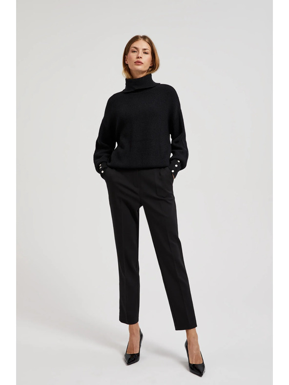 Moodo Svetr s rolákem a nadýchnutými rukávy černý Moodo