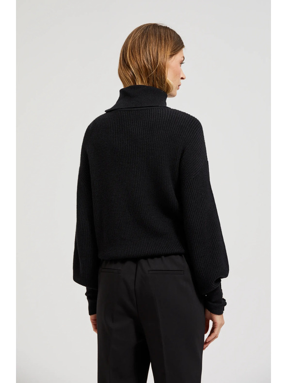 Moodo Svetr s rolákem a nadýchnutými rukávy černý Moodo