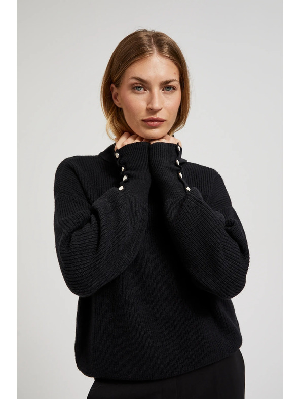 Moodo Svetr s rolákem a nadýchnutými rukávy černý Moodo