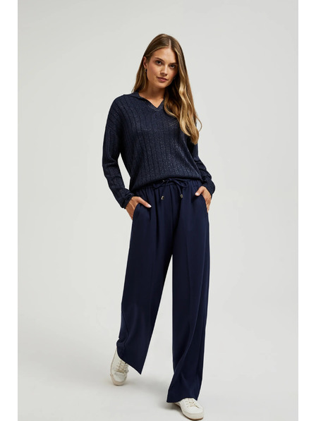 Moodo Svetr s límečkem a metalickou nití tmavěmodrý Moodo