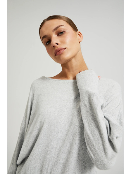 Moodo Hladký svetr s dlouhými rukávy šedý Moodo