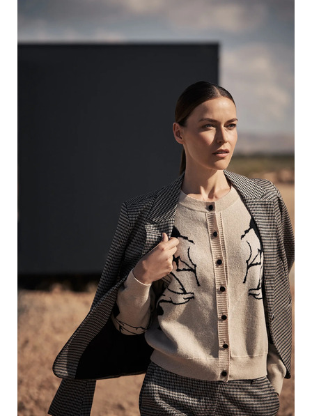 Moodo Světr zapínaný na knoflíky béžový Moodo