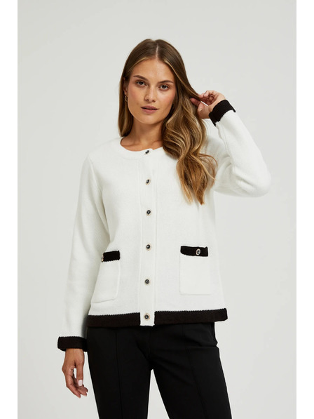Moodo Rozepínací svetr s ozdobnými knoflíky bílý Moodo