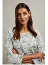 Moodo Svetr s květinovým vzorem a 3/4 rukávy bílý Moodo