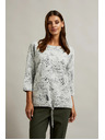Moodo Svetr s květinovým vzorem a 3/4 rukávy bílý Moodo