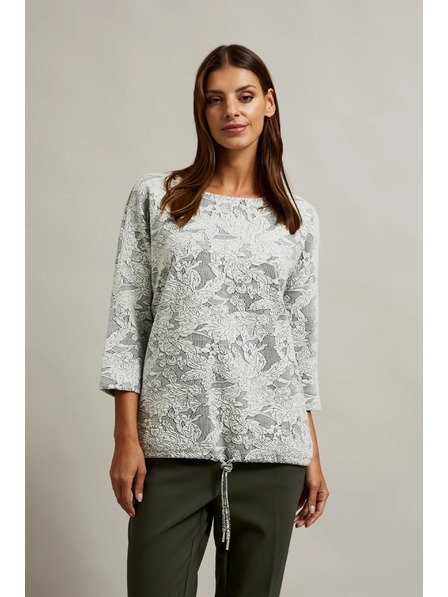 Moodo Svetr s květinovým vzorem a 3/4 rukávy bílý Moodo