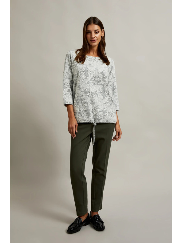 Moodo Svetr s květinovým vzorem a 3/4 rukávy bílý Moodo