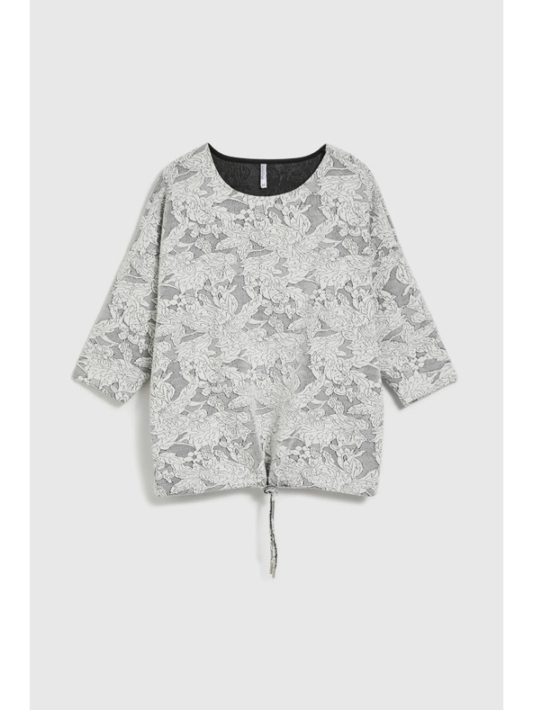 Moodo Svetr s květinovým vzorem a 3/4 rukávy bílý Moodo