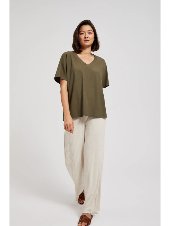 Moodo Olivová halenka s výstřihem do V Moodo