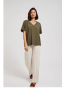 Moodo Olivová halenka s výstřihem do V Moodo