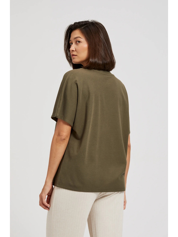 Moodo Olivová halenka s výstřihem do V Moodo