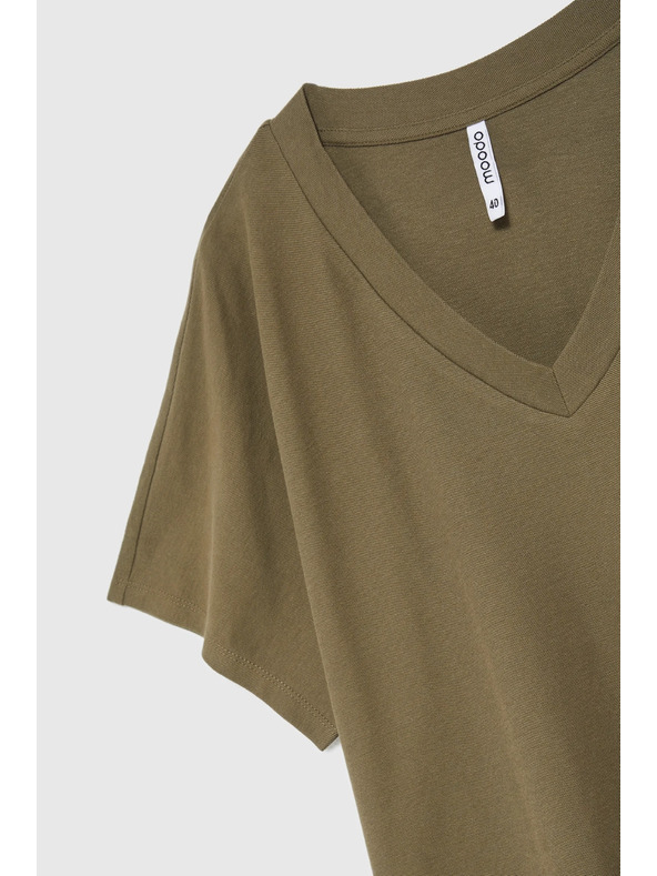 Moodo Olivová halenka s výstřihem do V Moodo