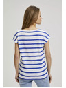 Moodo Blue Thin Striped Short Sleeve Blouse Moodo