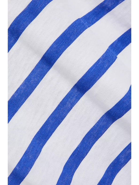 Moodo Blue Thin Striped Short Sleeve Blouse Moodo