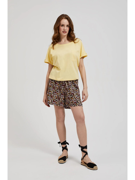 Moodo Žluté tričko s kapsou a podbavenými rukávy Moodo