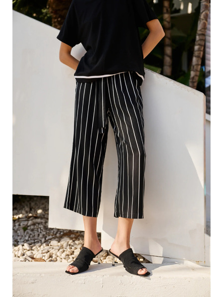 Moodo Černé pruhované kalhotky Moodo