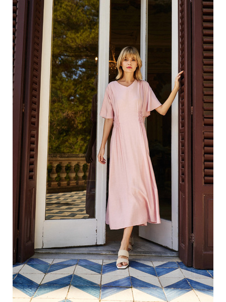 Moodo Růžové midi šaty Moodo