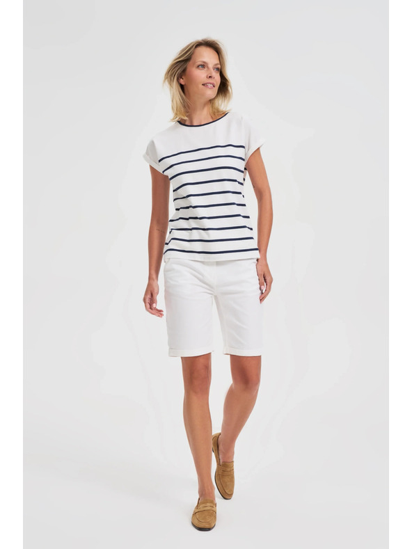 Moodo Bavlněné šortky s páskem bílé Moodo