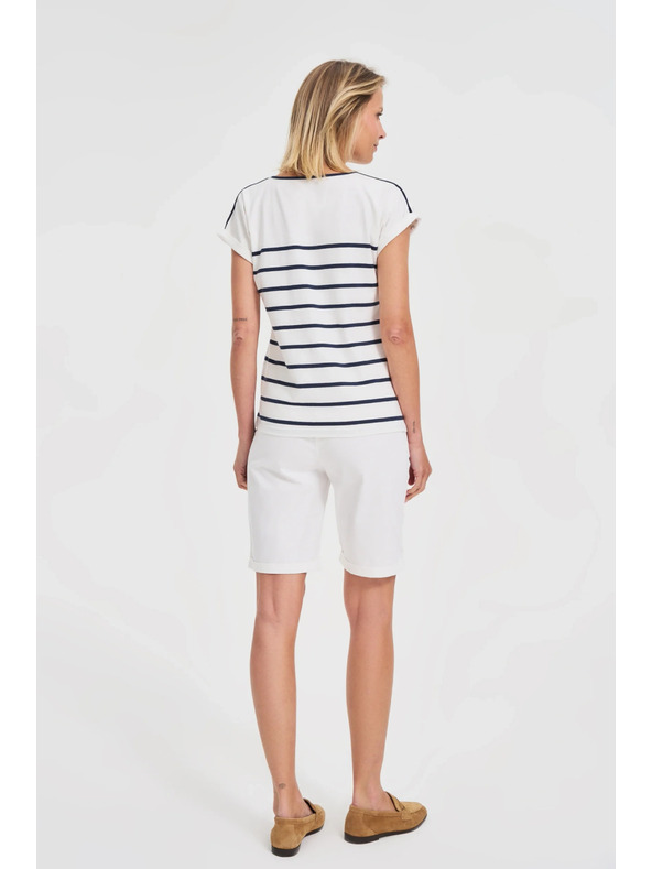 Moodo Bavlněné šortky s páskem bílé Moodo