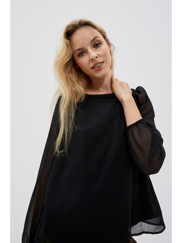 Moodo Černá dámská halenka s nabíranými rukávy Moodo