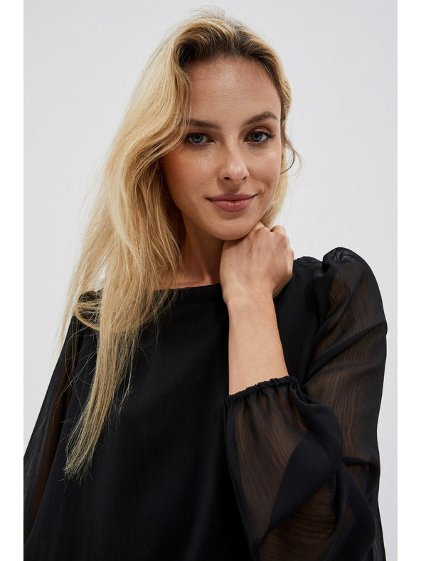 Moodo Černá dámská halenka s nabíranými rukávy Moodo