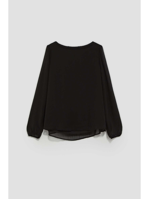 Moodo Černá dámská halenka s nabíranými rukávy Moodo
