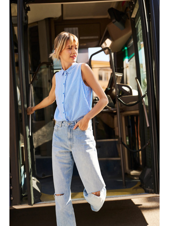 Moodo Modré dámské roztrhané džíny Moodo