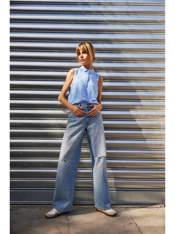 Moodo Modré dámské roztrhané džíny Moodo