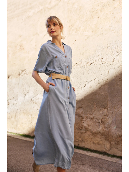 Moodo Modré dámské košilové šaty Moodo