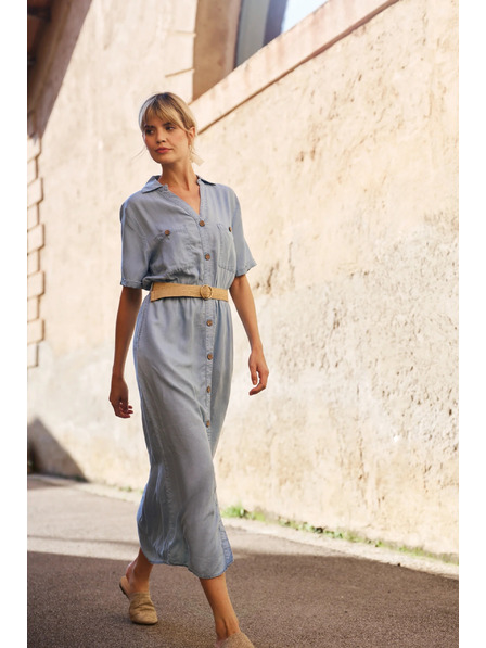 Moodo Modré dámské košilové šaty Moodo