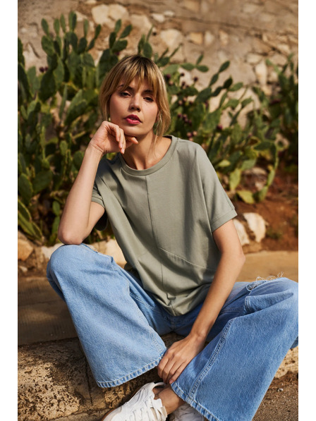 Moodo Khaki dámské volné tričko Moodo