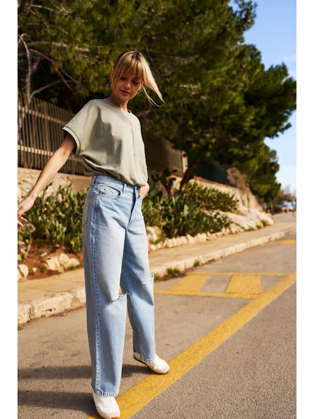 Moodo Khaki dámské volné tričko Moodo