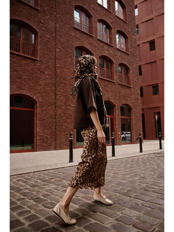 Moodo Dámská leopardí sukně Moodo – hnědá