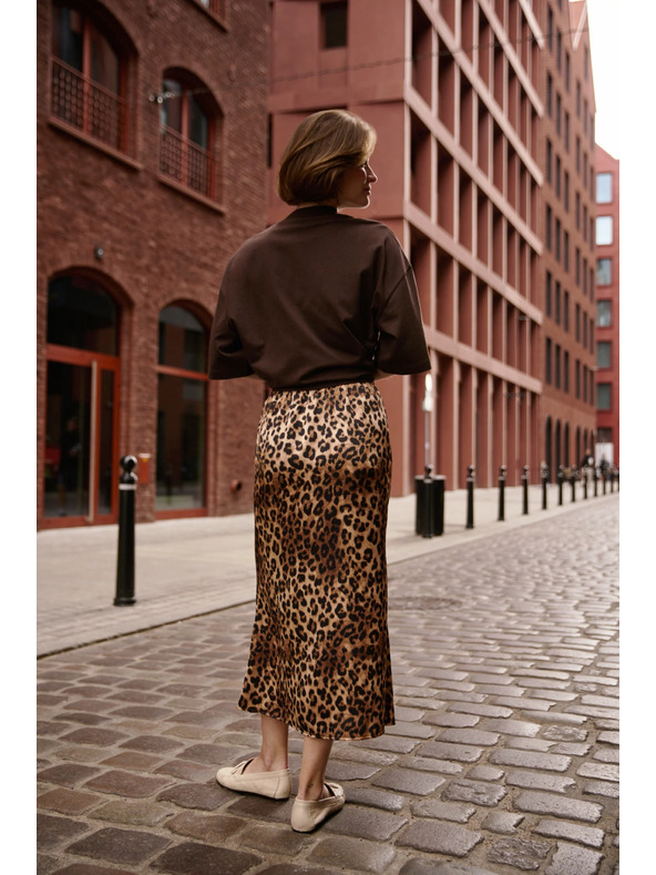 Moodo Dámská leopardí sukně Moodo – hnědá