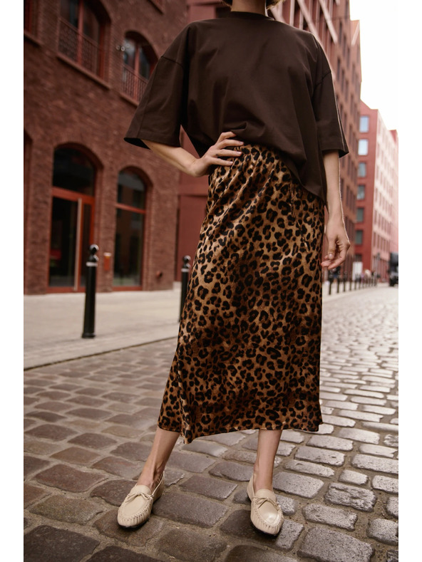 Moodo Dámská leopardí sukně Moodo – hnědá
