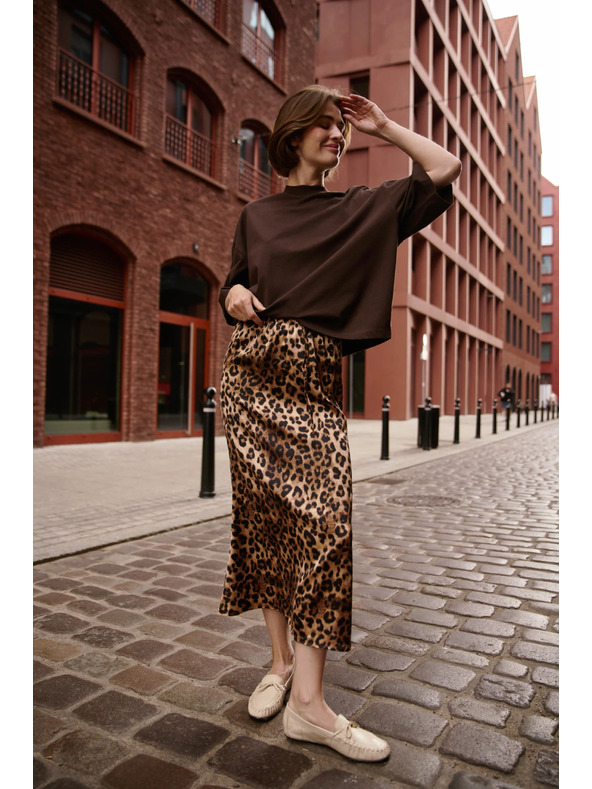 Moodo Dámská leopardí sukně Moodo – hnědá