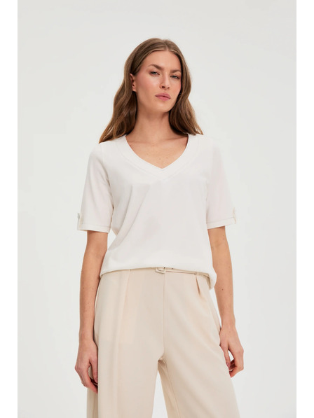 Moodo Blůzka s výstřihem do véčka bílá Moodo