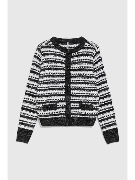 Moodo Černý pruhovaný kardigan Moodo