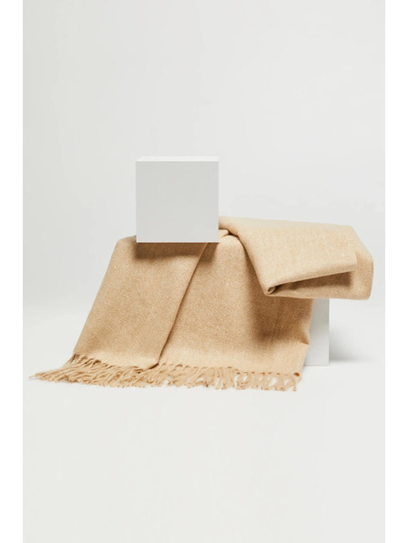 Moodo Hladký béžový šál se střapci Moodo