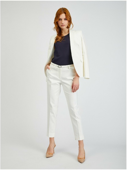 Orsay Bílé dámské zkrácené kalhoty s páskem ORSAY