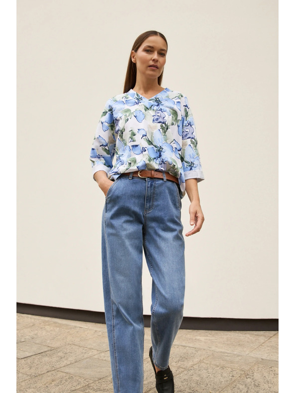 Moodo Mikina s květy modrá Moodo