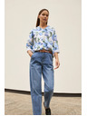 Moodo Mikina s květy modrá Moodo