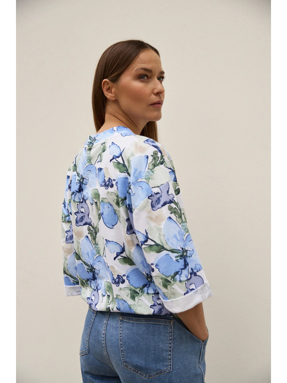 Moodo Mikina s květy modrá Moodo