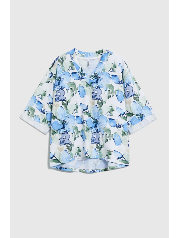 Moodo Mikina s květy modrá Moodo