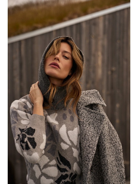 Moodo Pletená kukla šedá Moodo