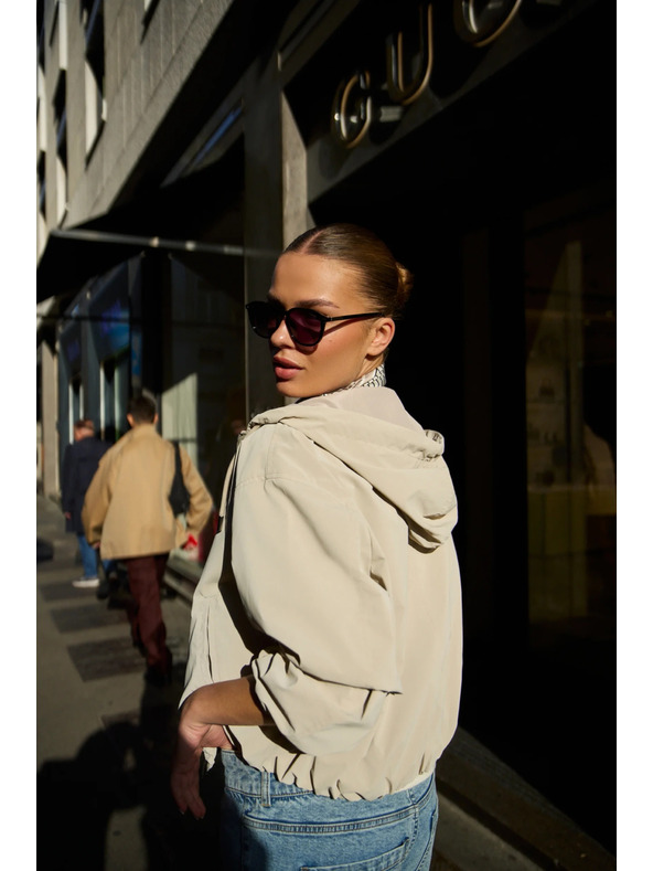 Moodo Tenká bunda s kapucí béžová Moodo