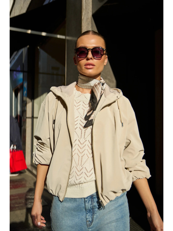 Moodo Tenká bunda s kapucí béžová Moodo