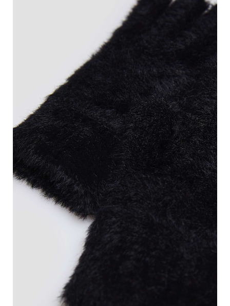 Moodo Kožešinové rukavice černé Moodo