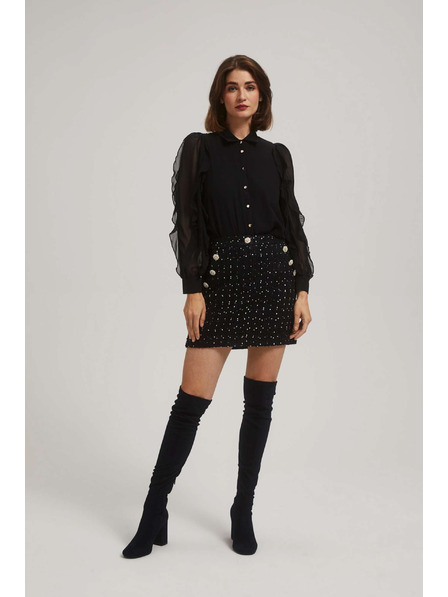Moodo Sukně ve stylu tweeds s ozdobnými knoflíky černá Moodo