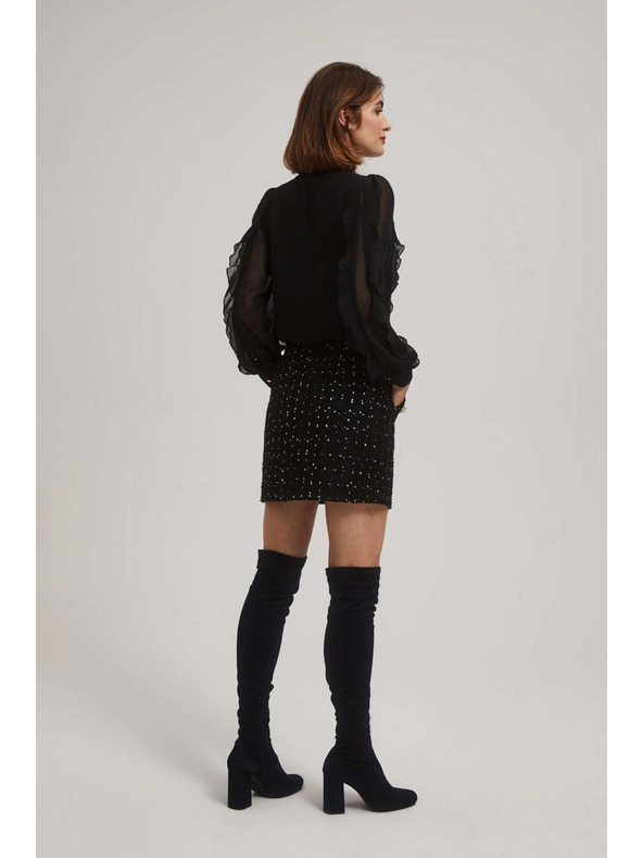 Moodo Sukně ve stylu tweeds s ozdobnými knoflíky černá Moodo